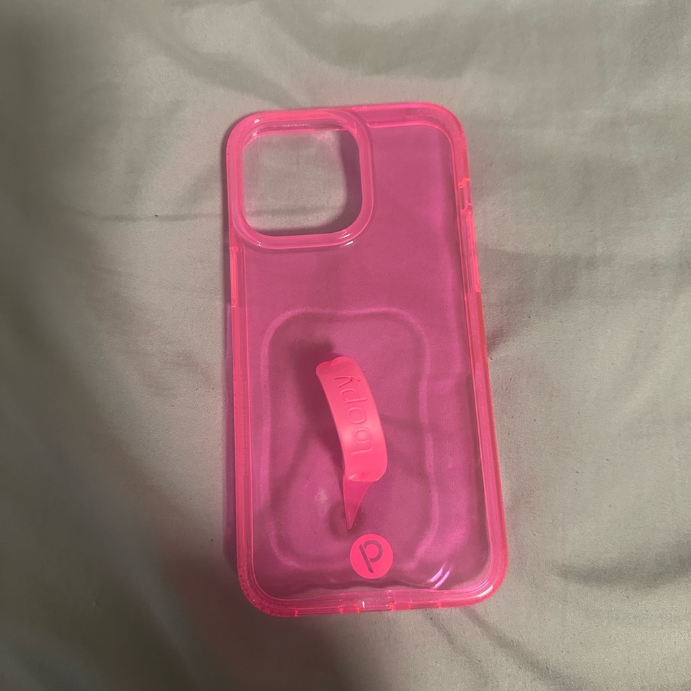 See through neon pink loopy phone case for iPhone 14 Pro Max- barely used